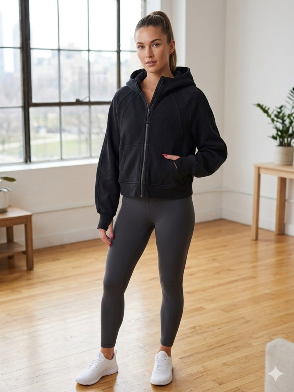 Lululemon oversized crop scuba zip up hoodie